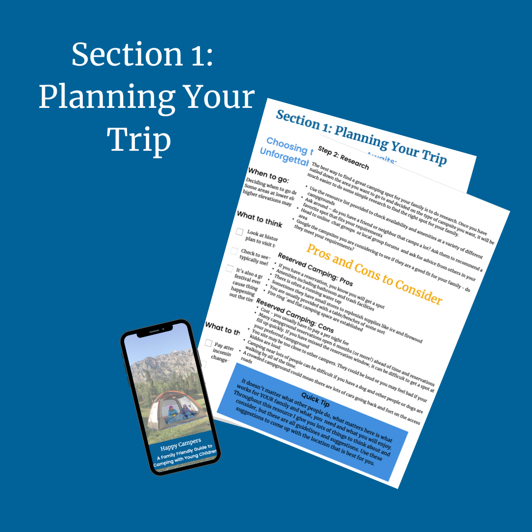 Close-up of digital download icon and file details showcasing compatibility and format specifications for the camping guide.