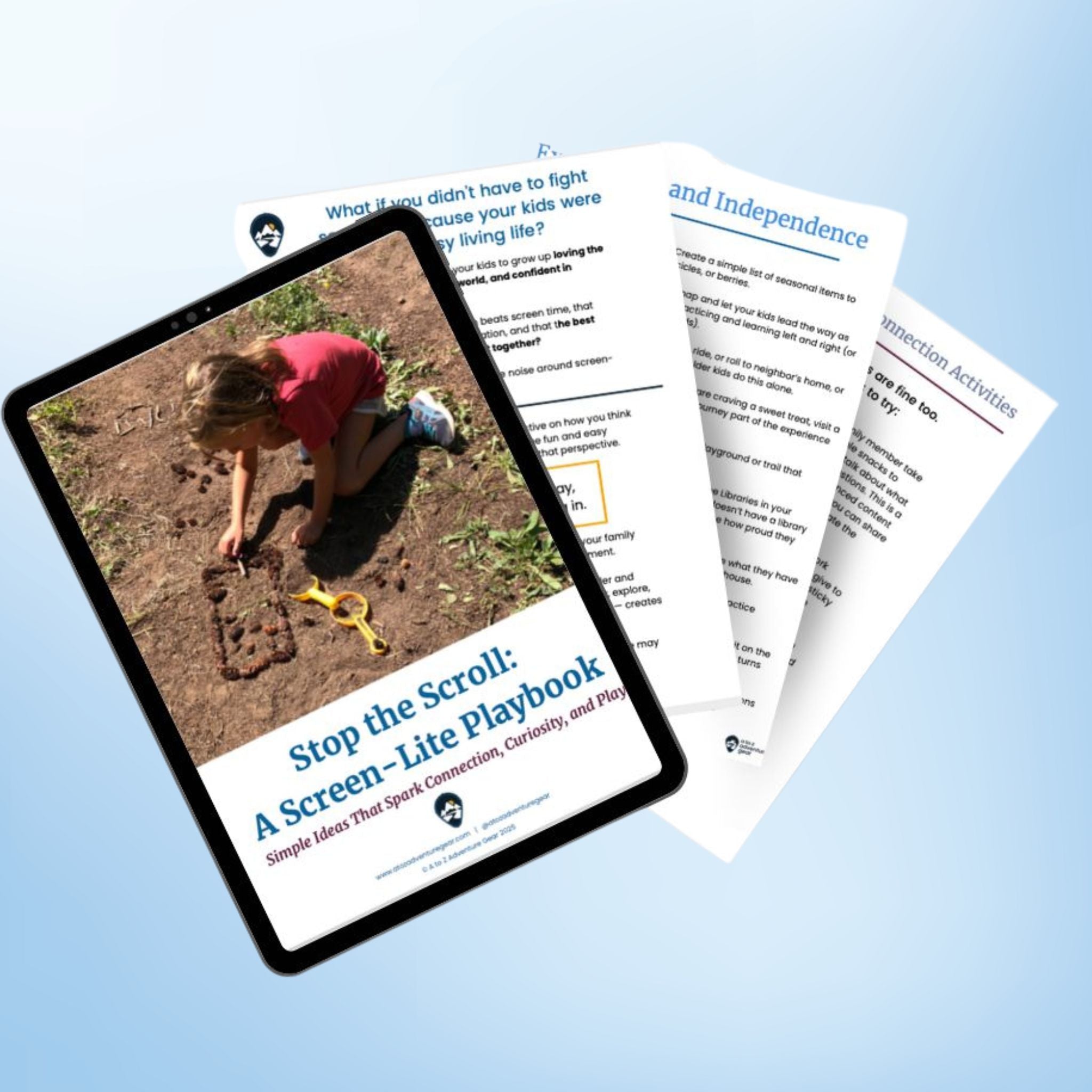 A to Z Adventure Gear Everyday Adventures Screen-Lite guide for raising curious kids digital download with interactive