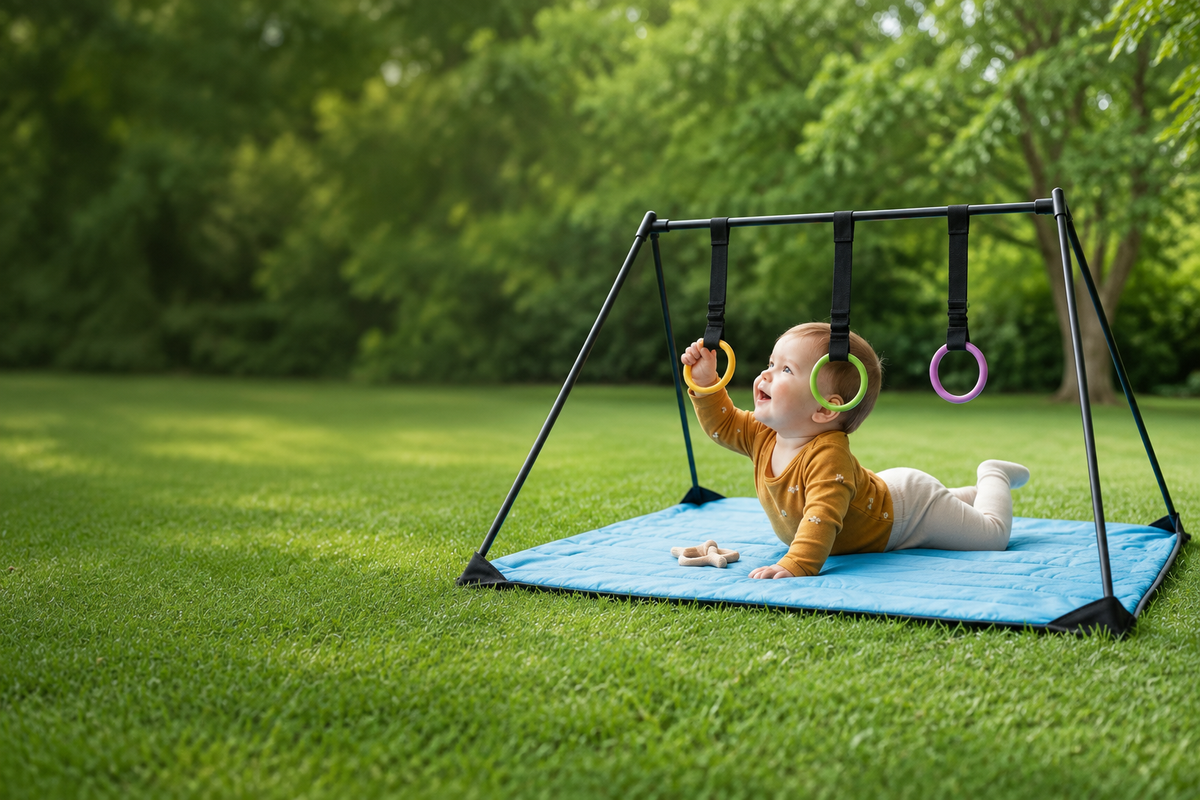 Hero image variation with baby and play mat on the right